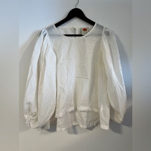 Farm rio white Swiss dot blouse with puff sleeves size S